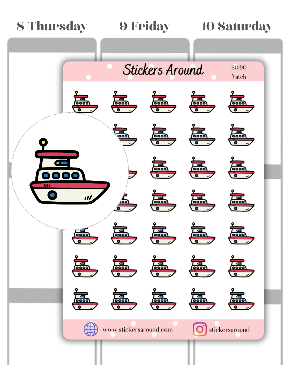 Yacht Icon Planner Sticker