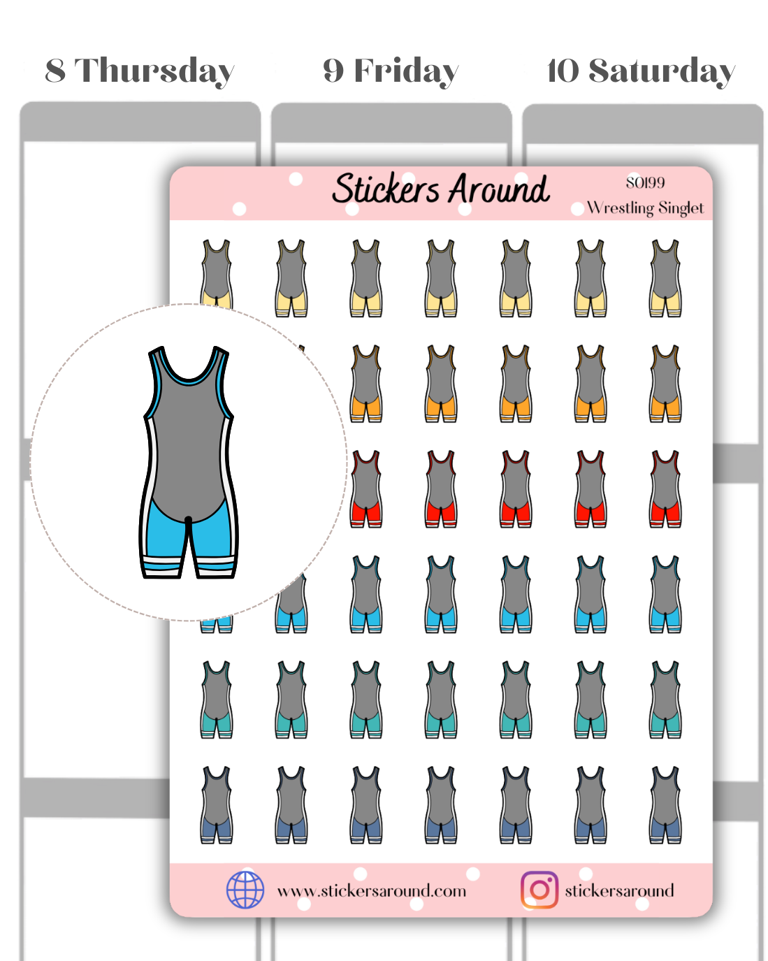 wrestling singlet icon planner sticker