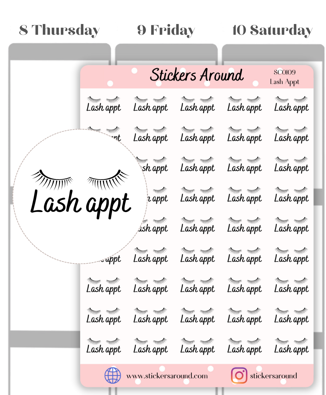 Lash Appointment Planner Sticker