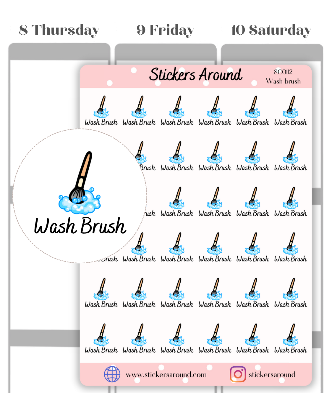 Wash Brush Planner Sticker