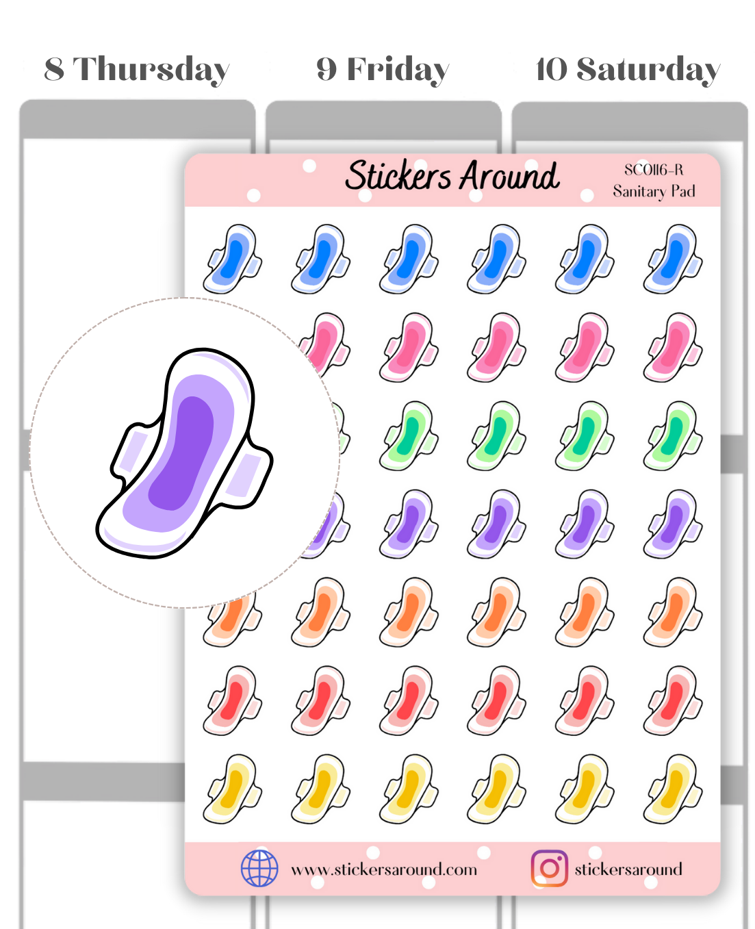 Sanitary Pad Icon Planner Sticker