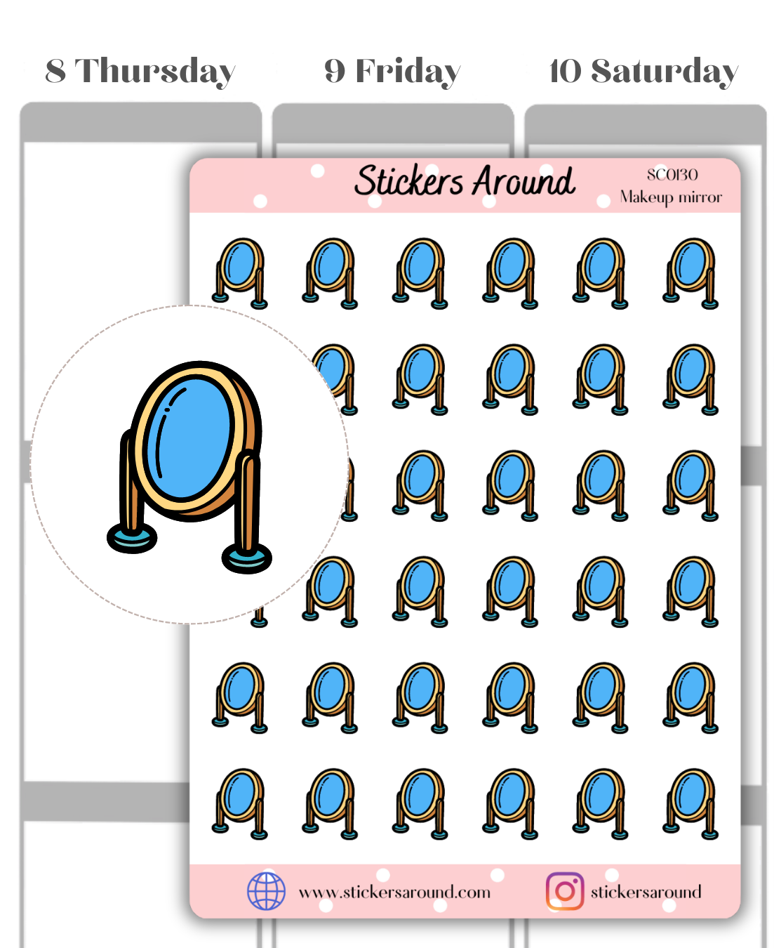Makeup Mirror Icon Planner Sticker