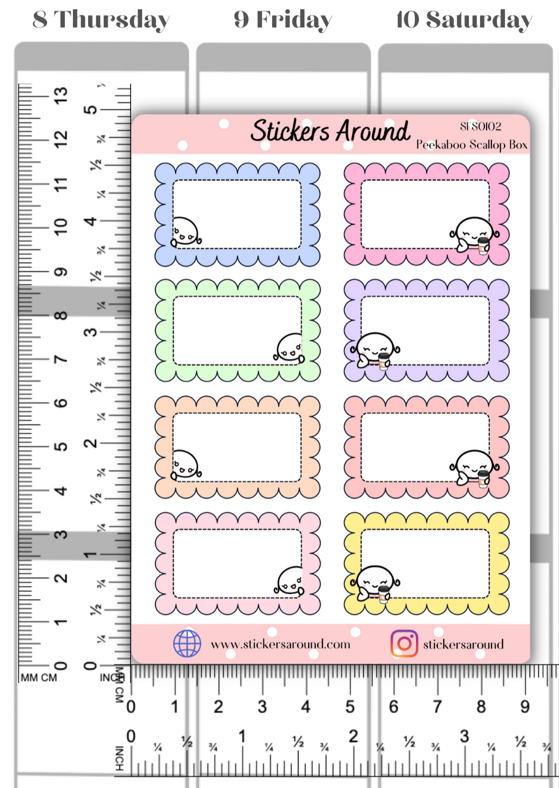 Mochi Chan Scallop Half Box Stickers