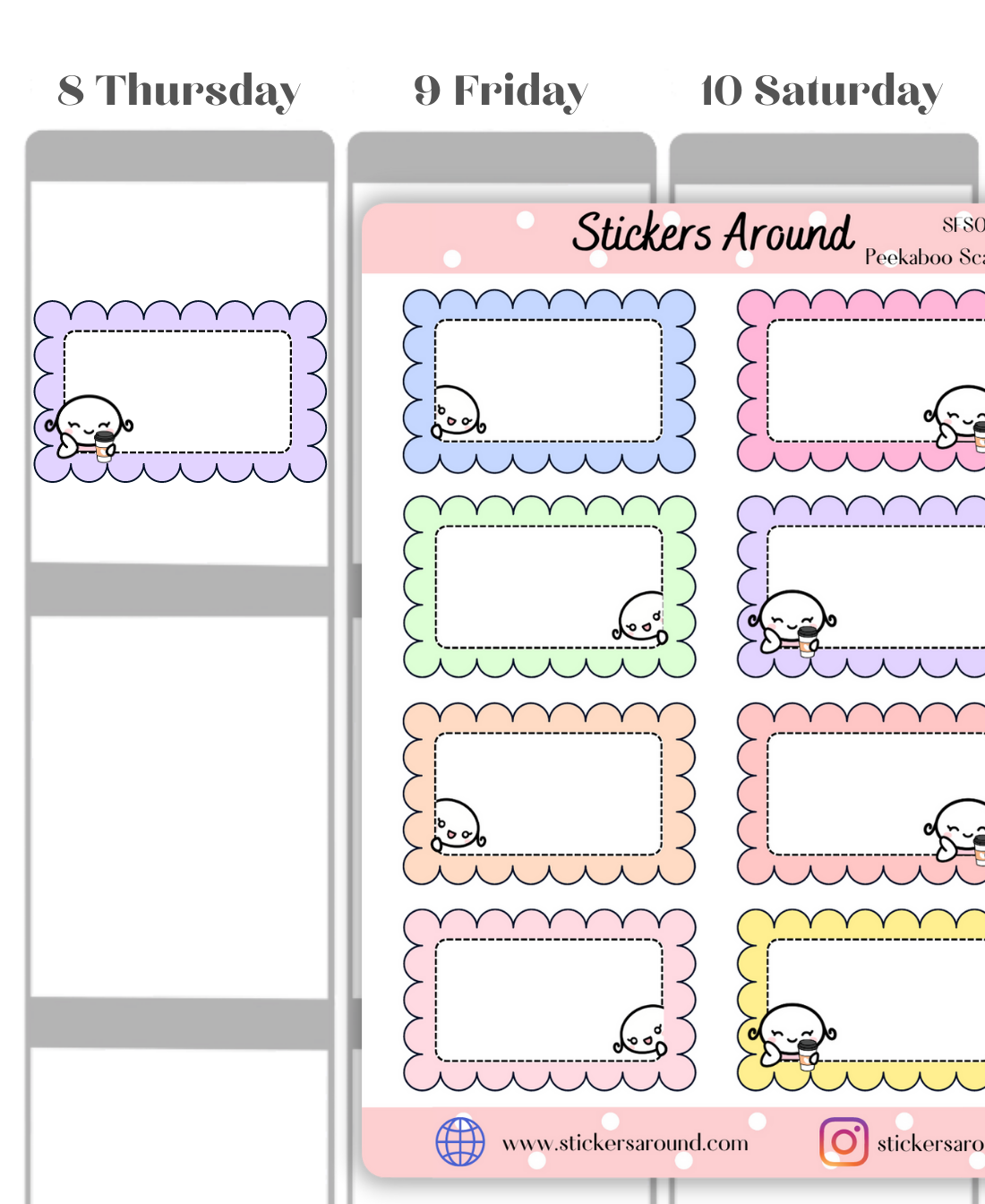 Mochi Chan Scallop Half Box Stickers
