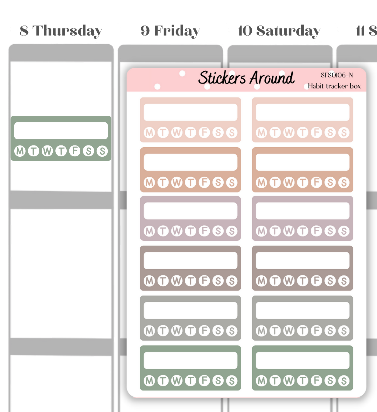 Habit Tracker Quarter Box Planner Stickers