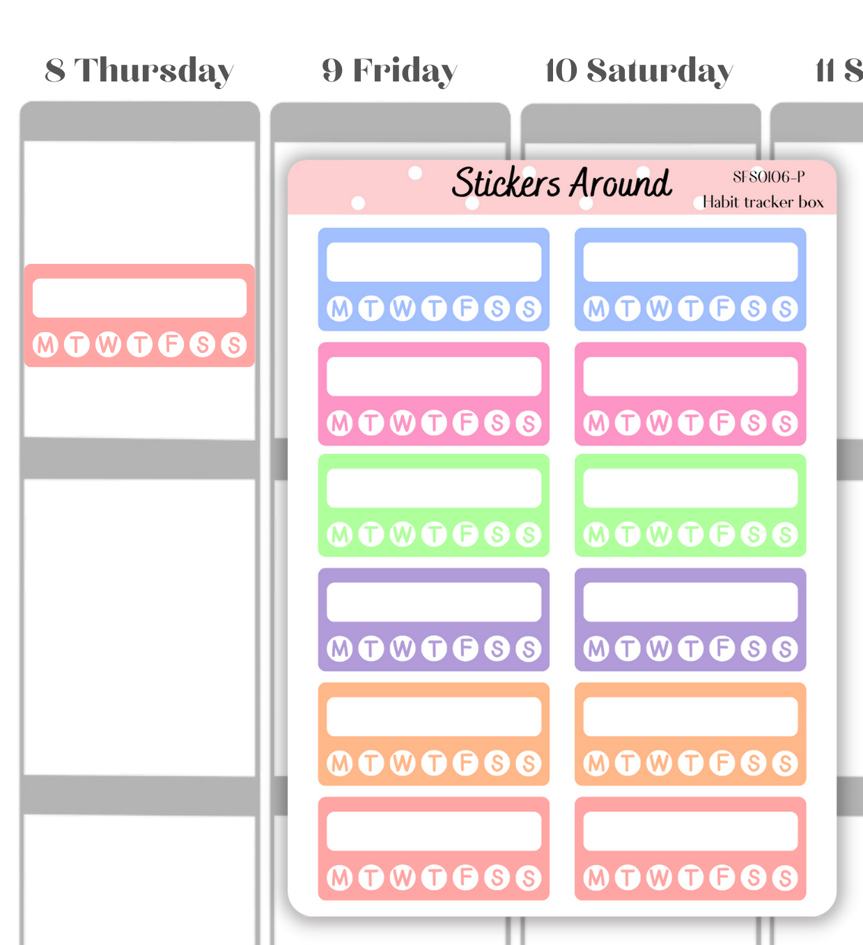 Habit Tracker Quarter Box Planner Stickers