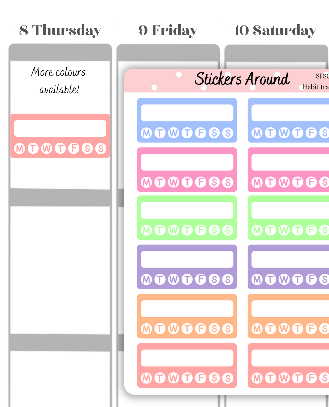 Habit Tracker Quarter Box Planner Stickers
