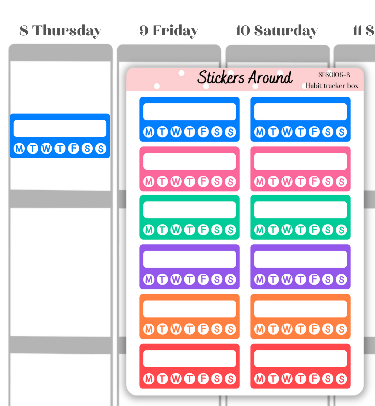 Habit Tracker Quarter Box Planner Stickers