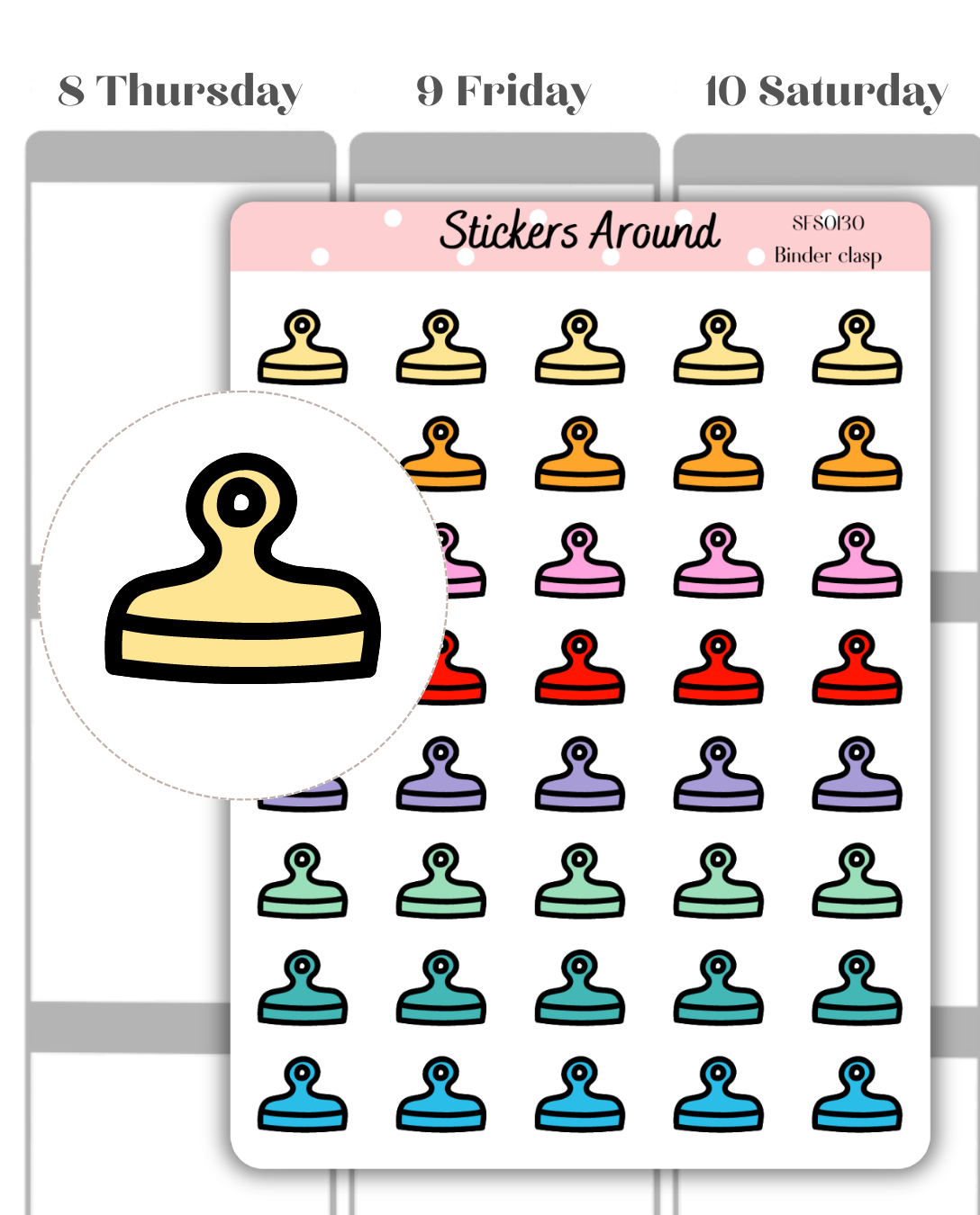 Binder Clasp Icon Planner Sticker