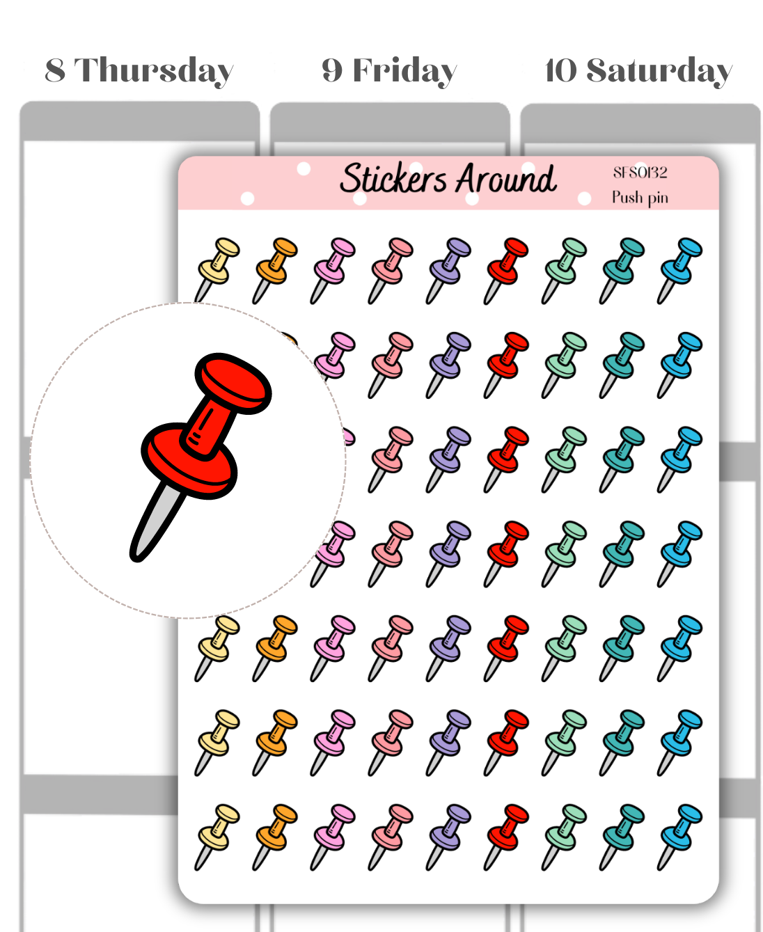Push Pin Icon Planner Sticker