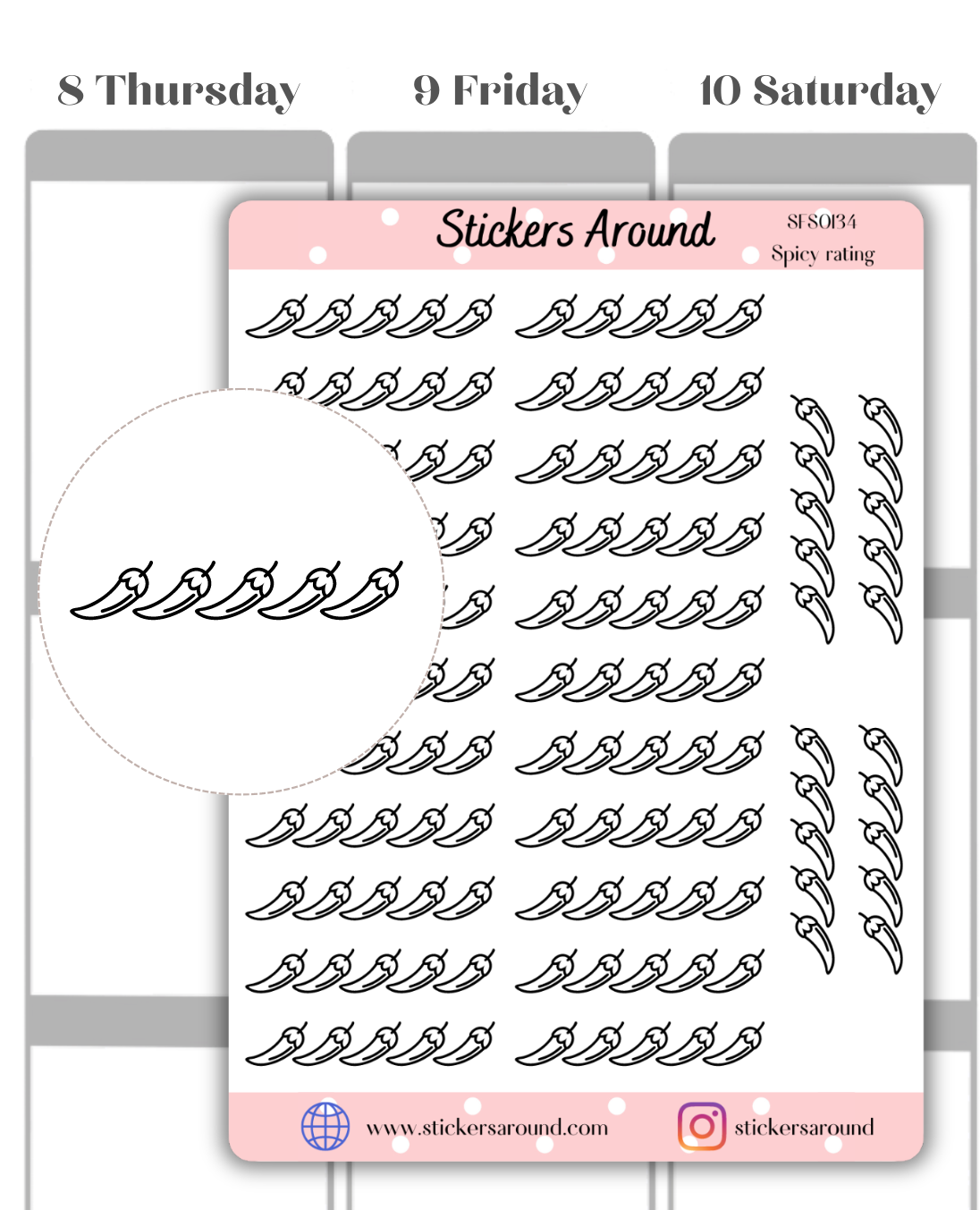 Spicy rating planner sticker