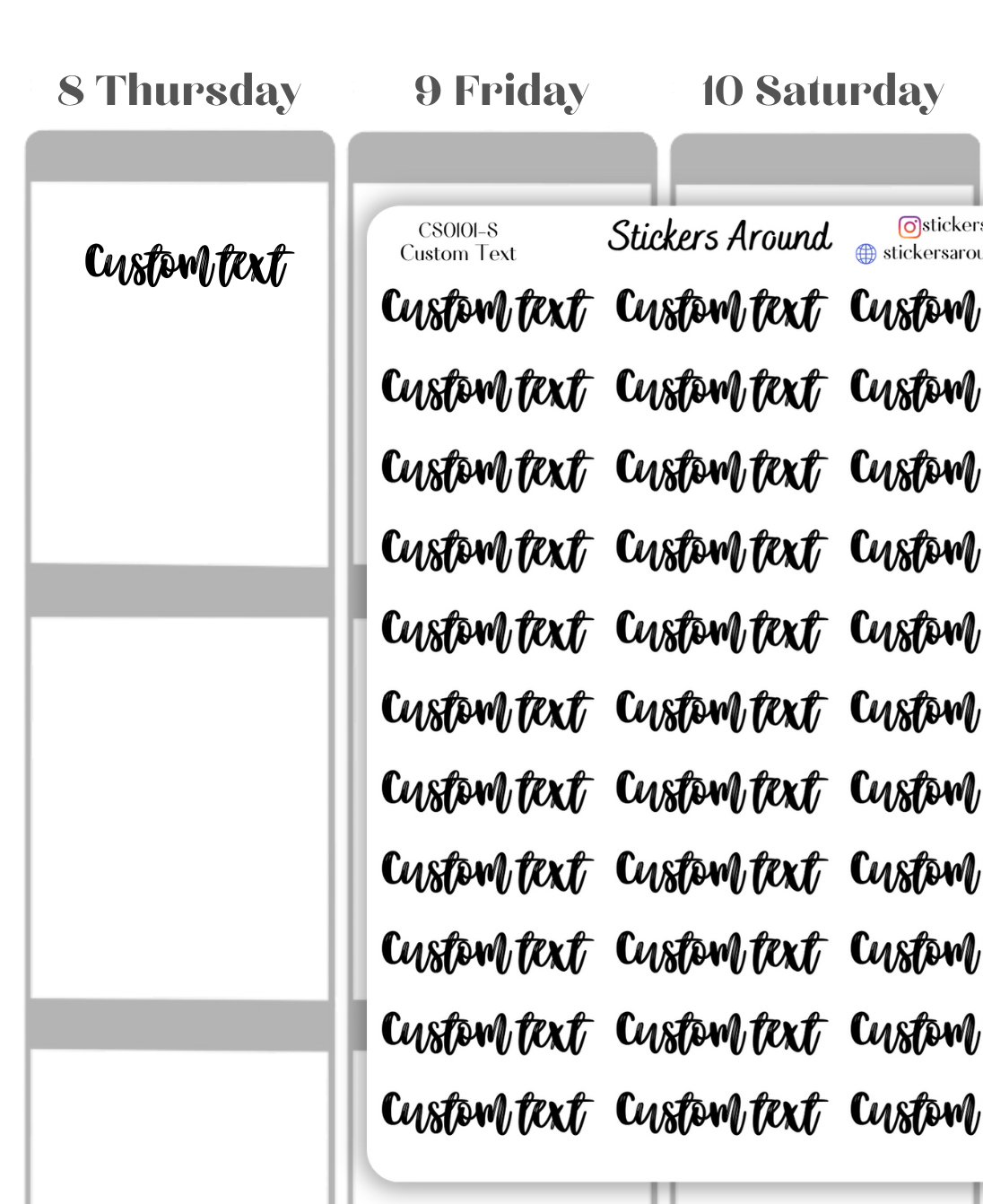 Custom Script Planner Sticker - Font 1