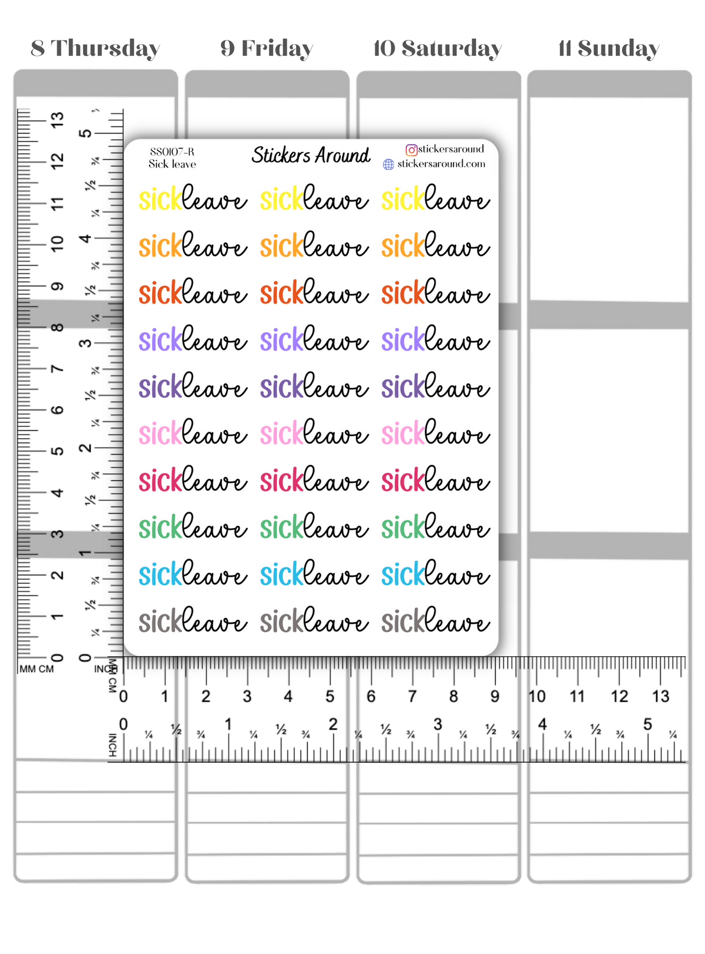 Sick Leave Duo Font Script Planner Sticker