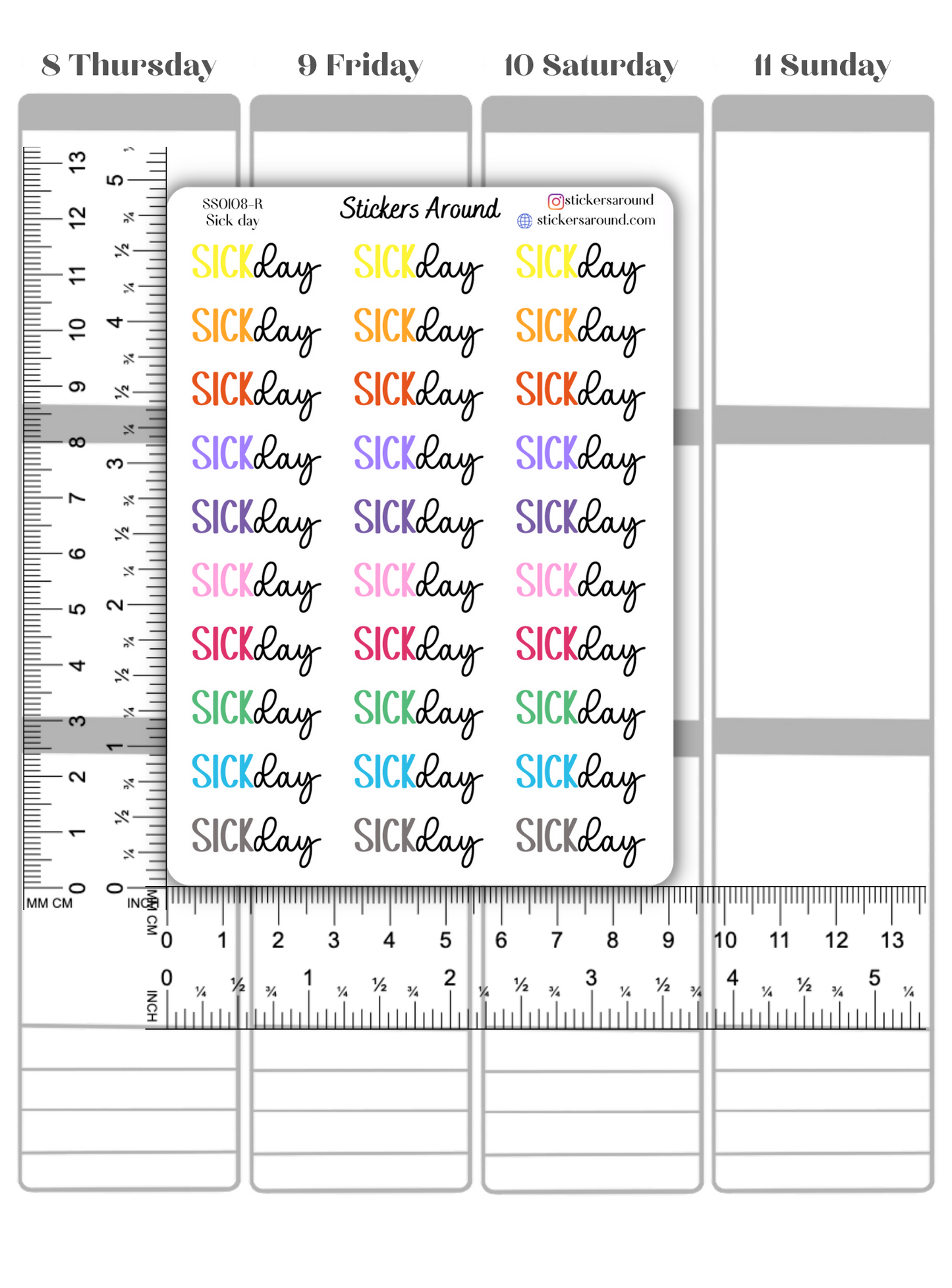 Sick Day Duo Font Script Planner Sticker