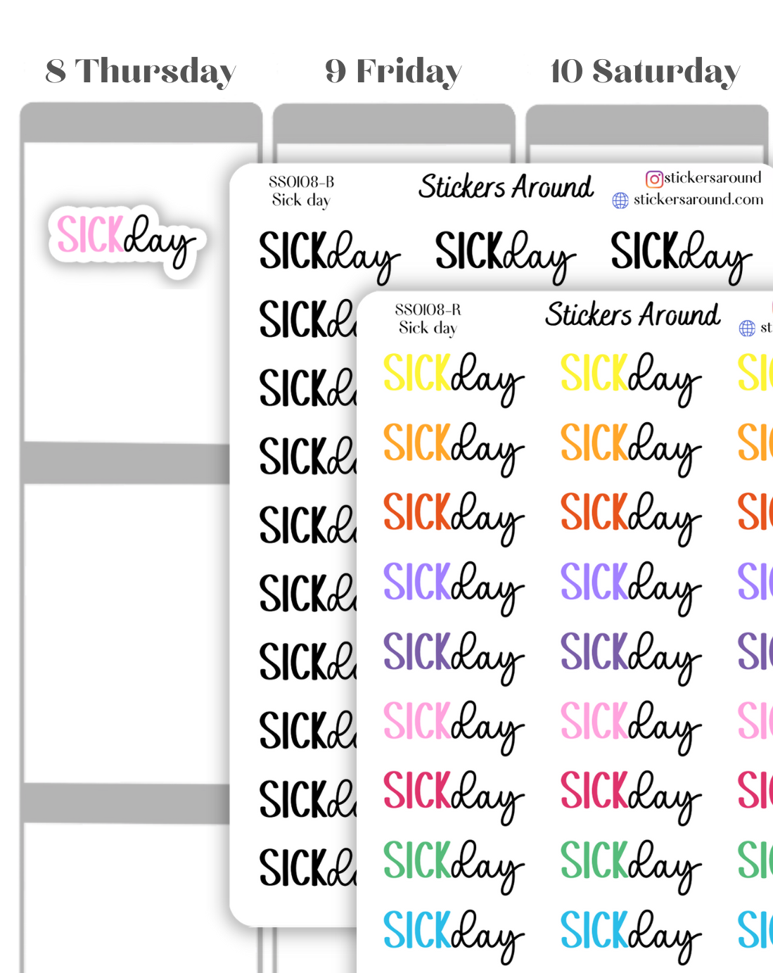 Sick Day Duo Font Script Planner Sticker