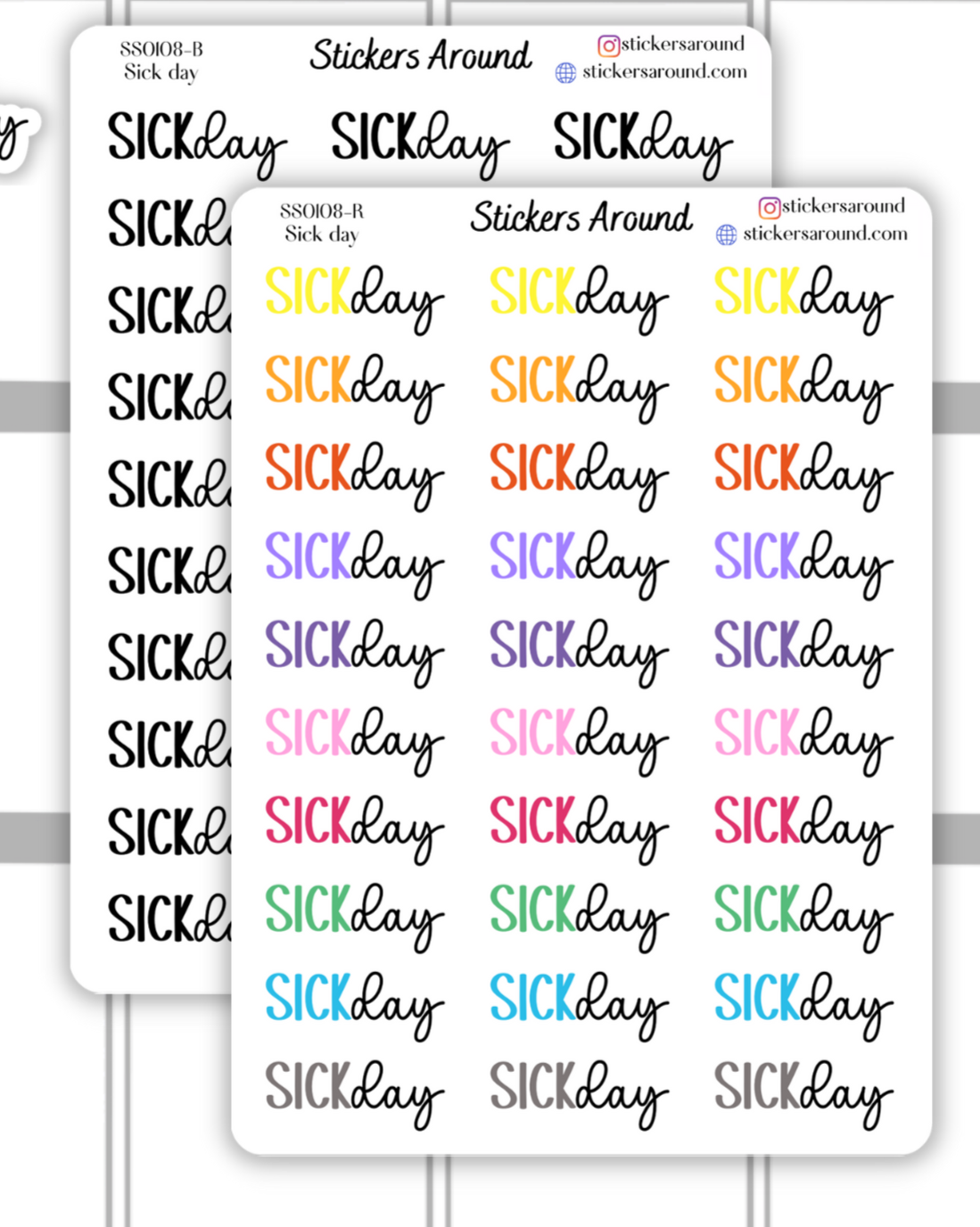 Sick Day Duo Font Script Planner Sticker