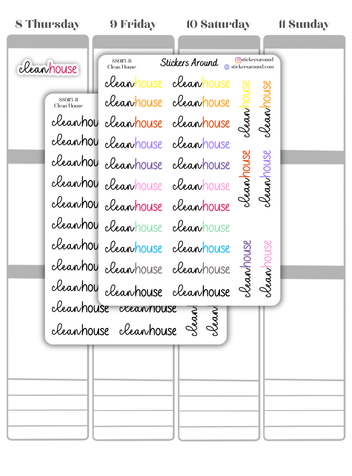 Clean House Duo Font Script Planner Sticker