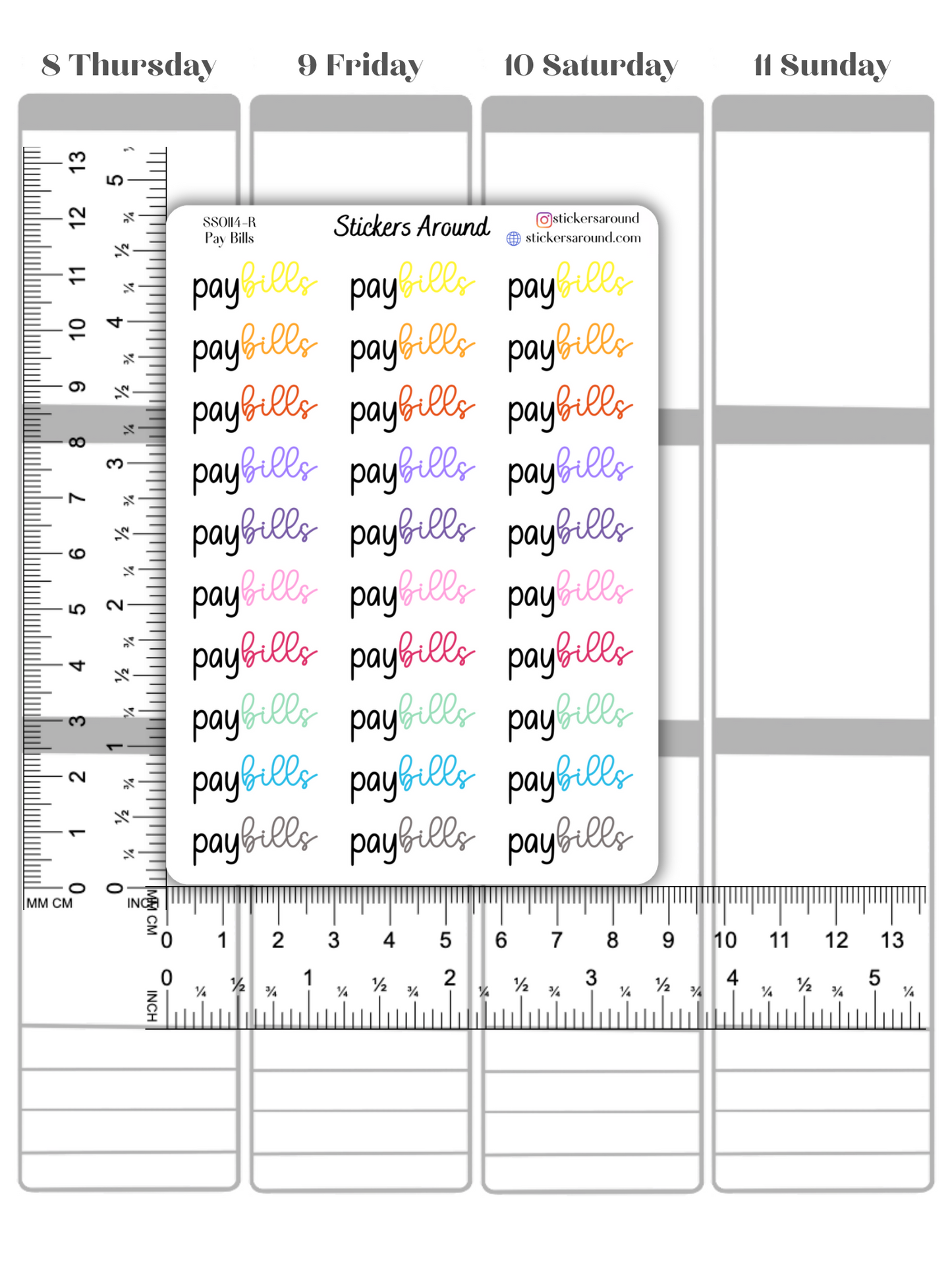 Pay Bills Duo Font Script Planner Sticker