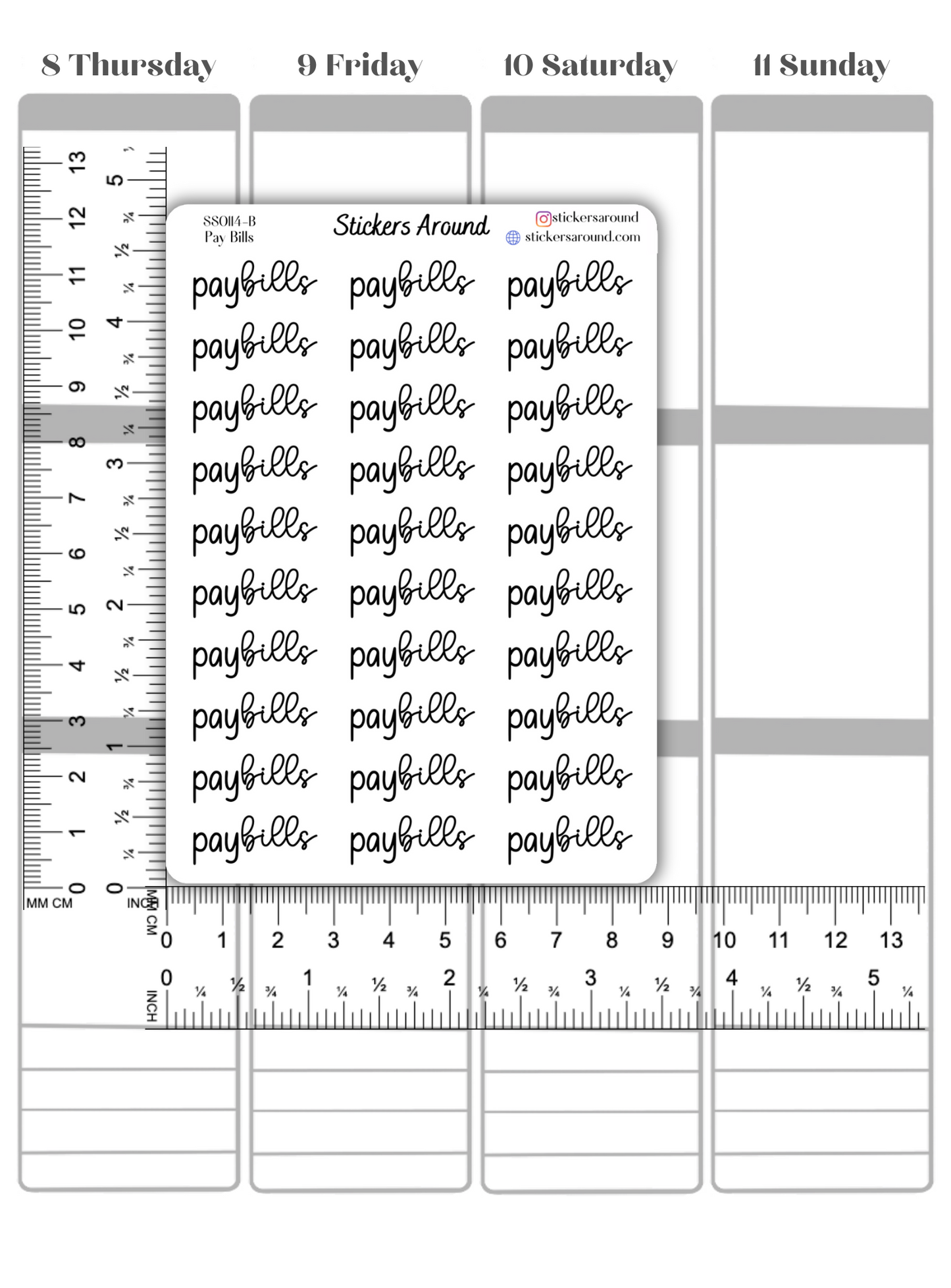 Pay Bills Duo Font Script Planner Sticker
