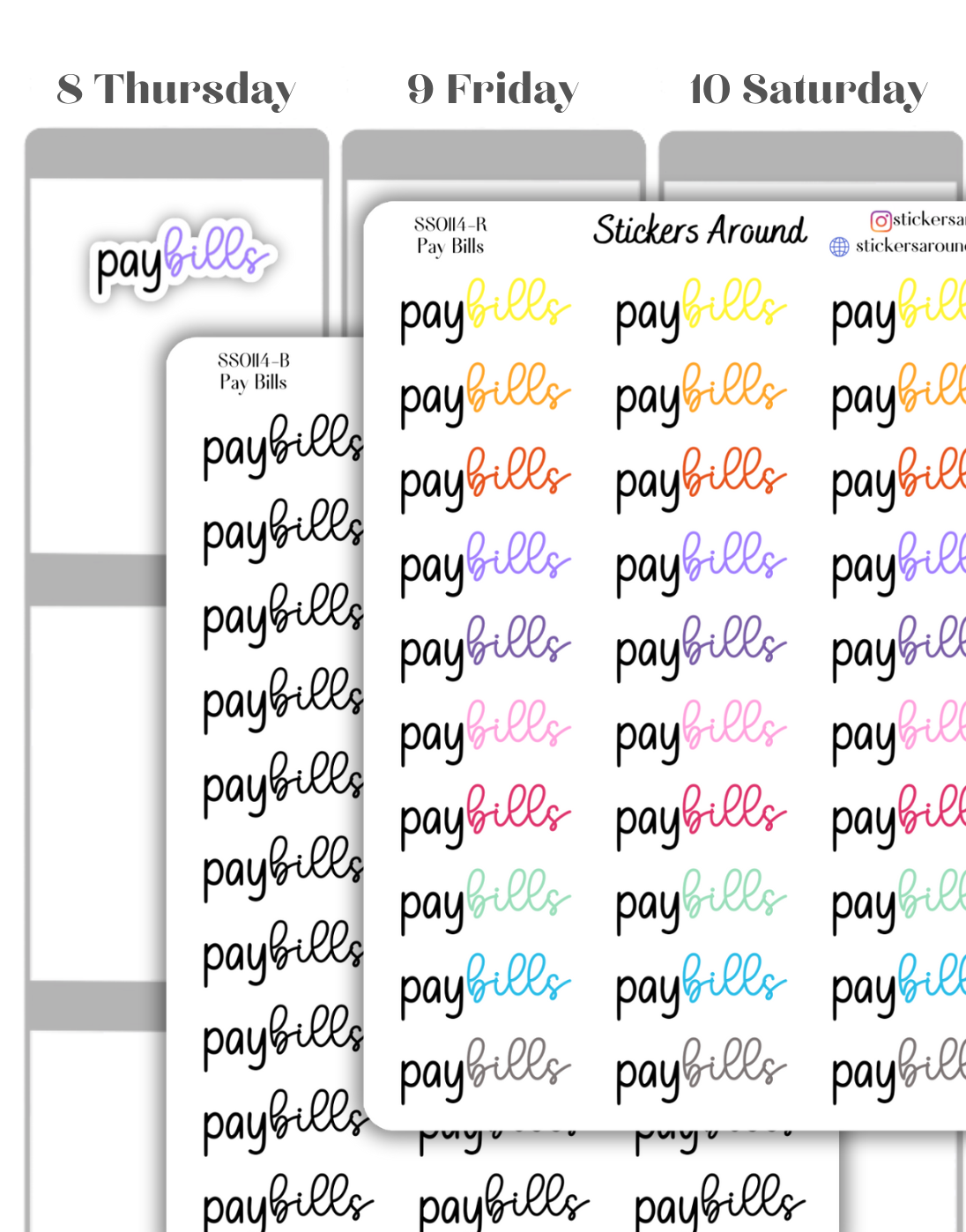 Pay Bills Duo Font Script Planner Sticker