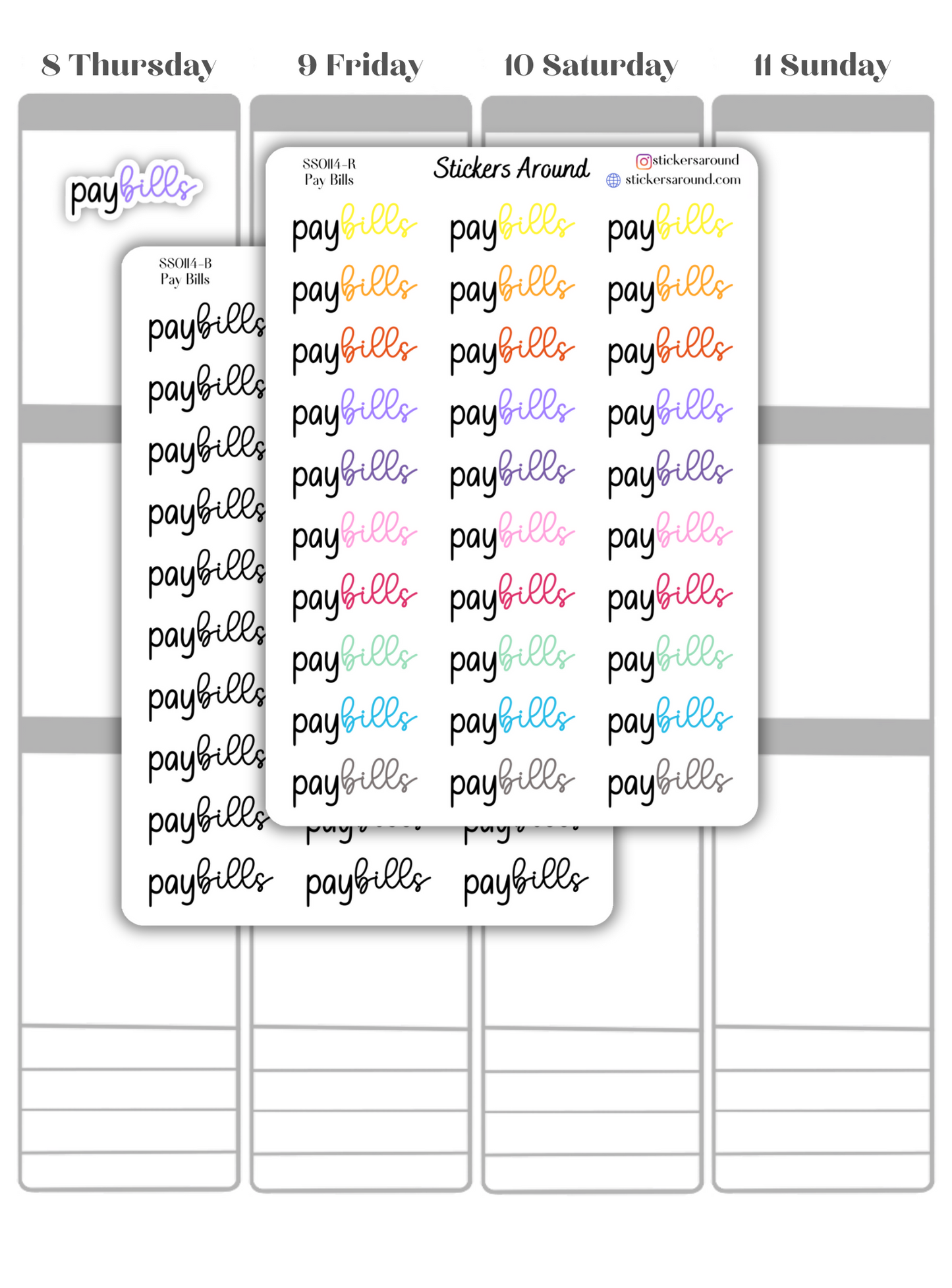 Pay Bills Duo Font Script Planner Sticker