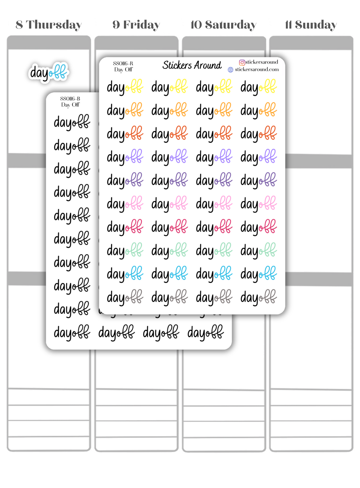 Day Off Duo Font Script Planner Sticker