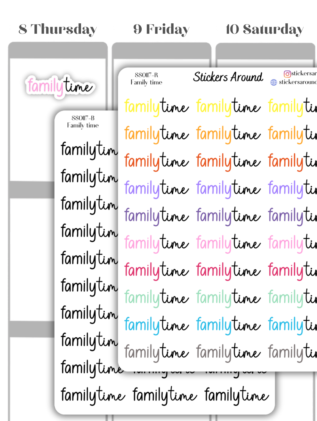 Family Time Duo Font Script Planner Sticker