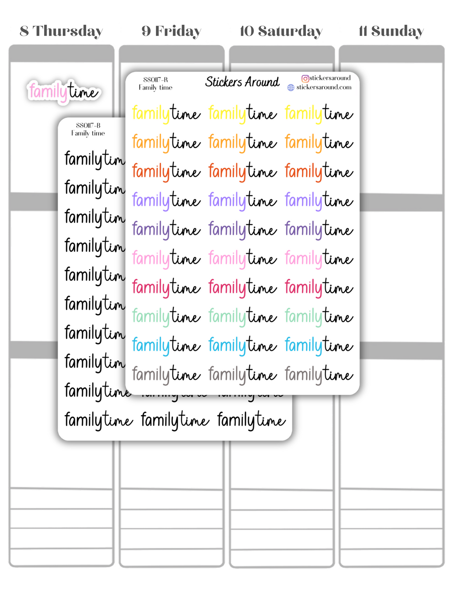 Family Time Duo Font Script Planner Sticker