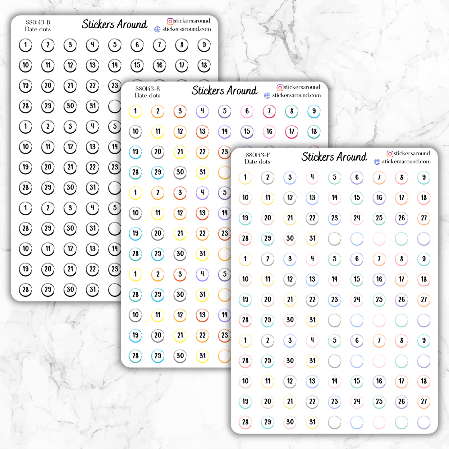 Brush Stroke Date dots Planner Sticker