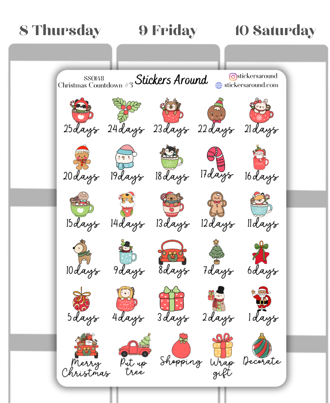 Christmas Holiday Countdown Planner Sticker #3