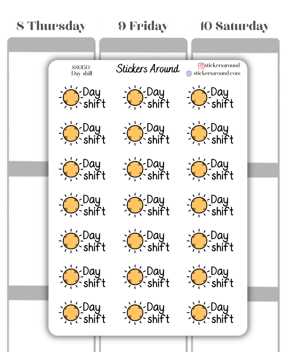 Day Shift Planner Sticker