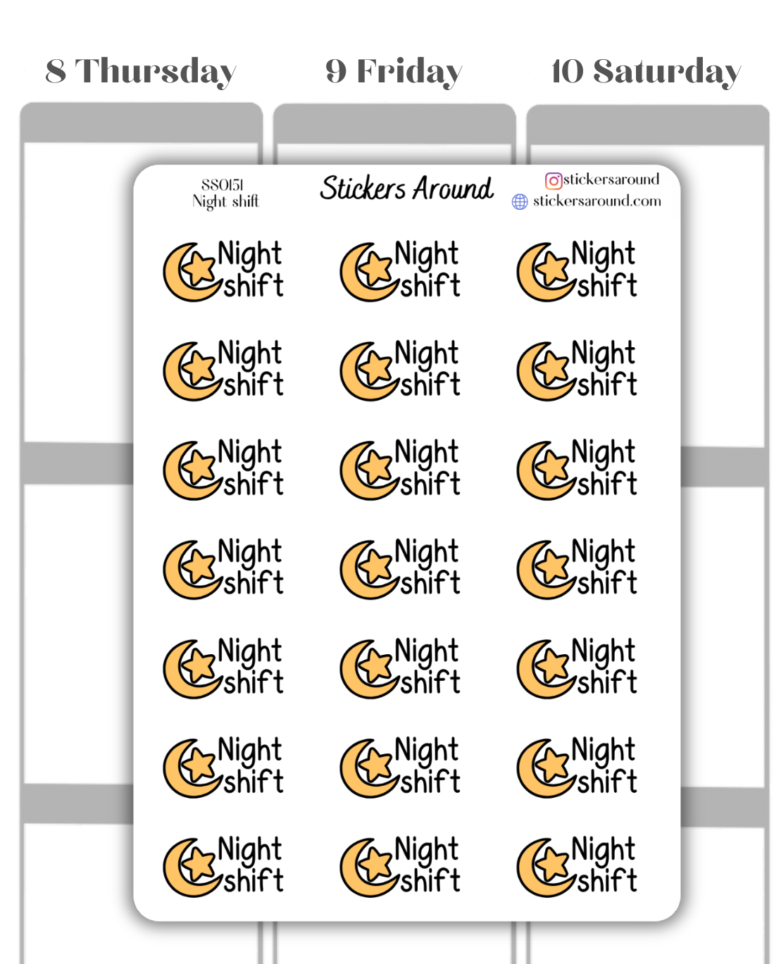 Night Shift Script Planner Sticker