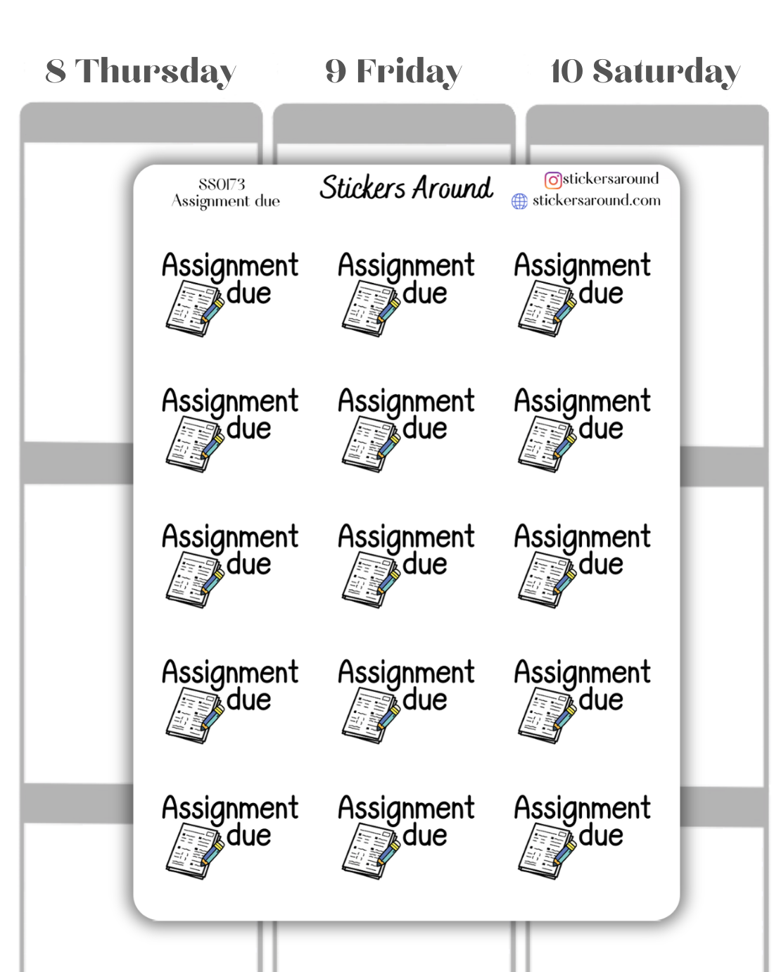 Assignment Due Script Planner Sticker