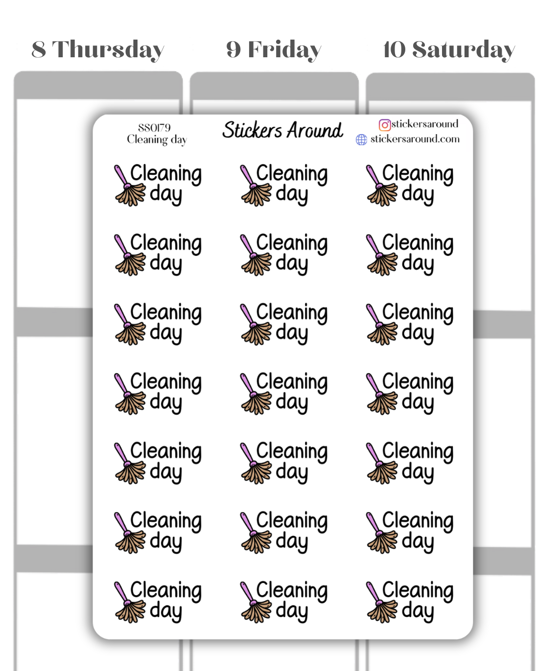 Cleaning Day Script Planner Sticker