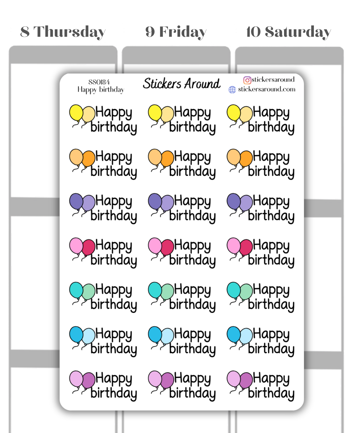 Happy Birthday Script Planner Sticker