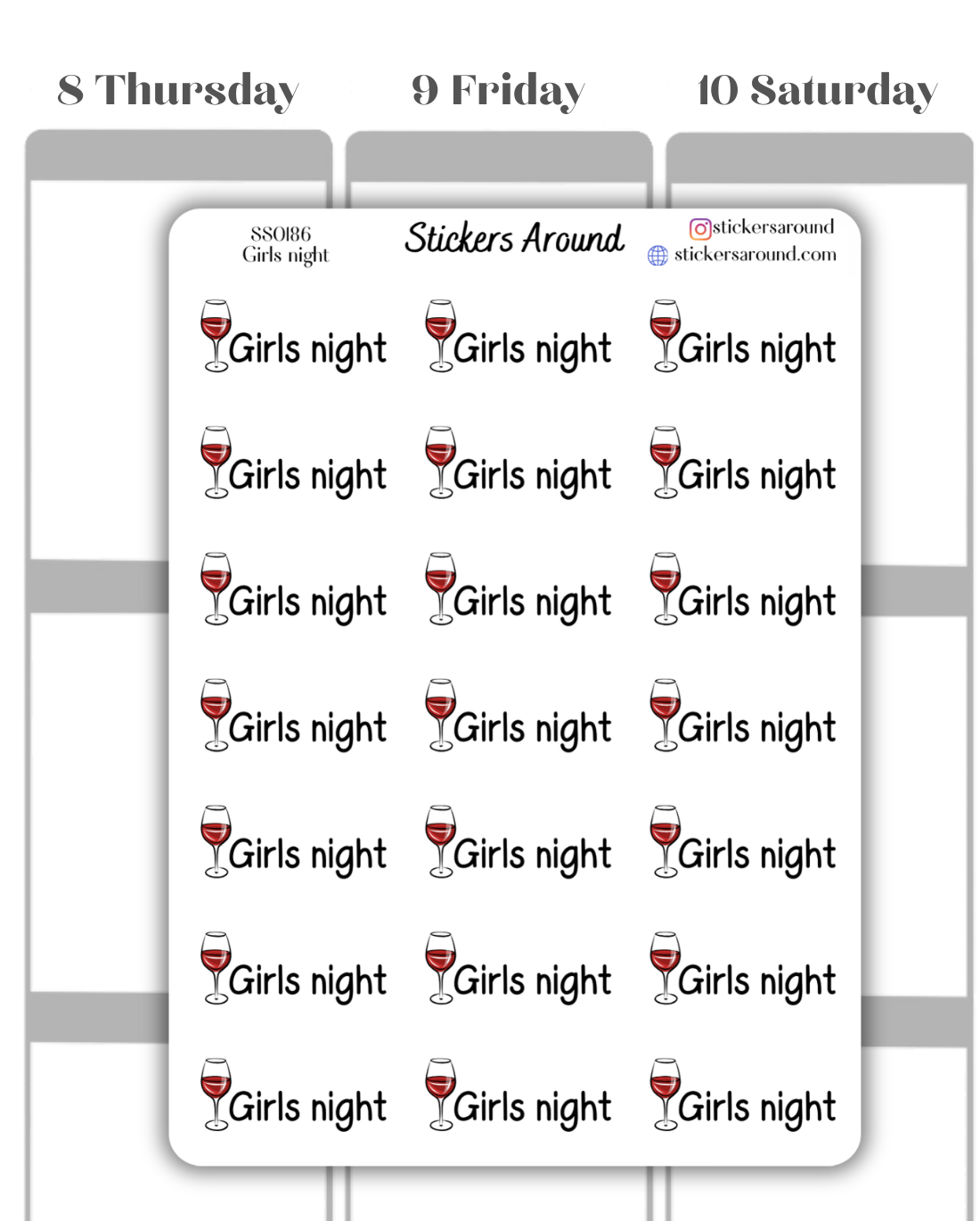 Girls Night Script Planner Sticker