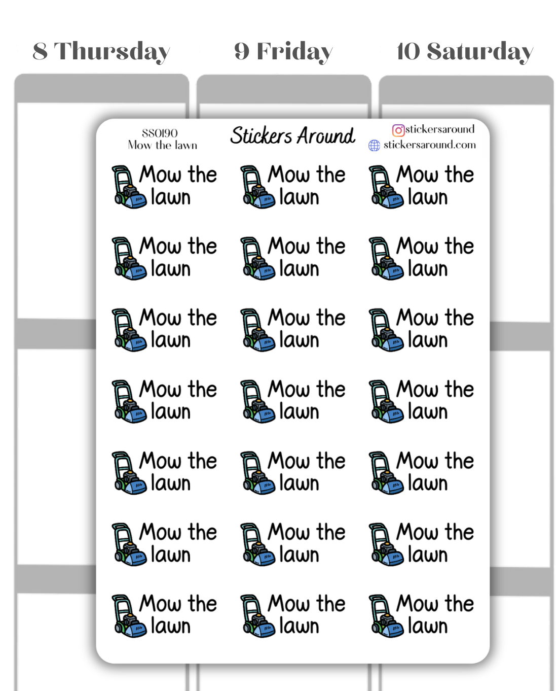 Mow the Lawn Script Planner Sticker