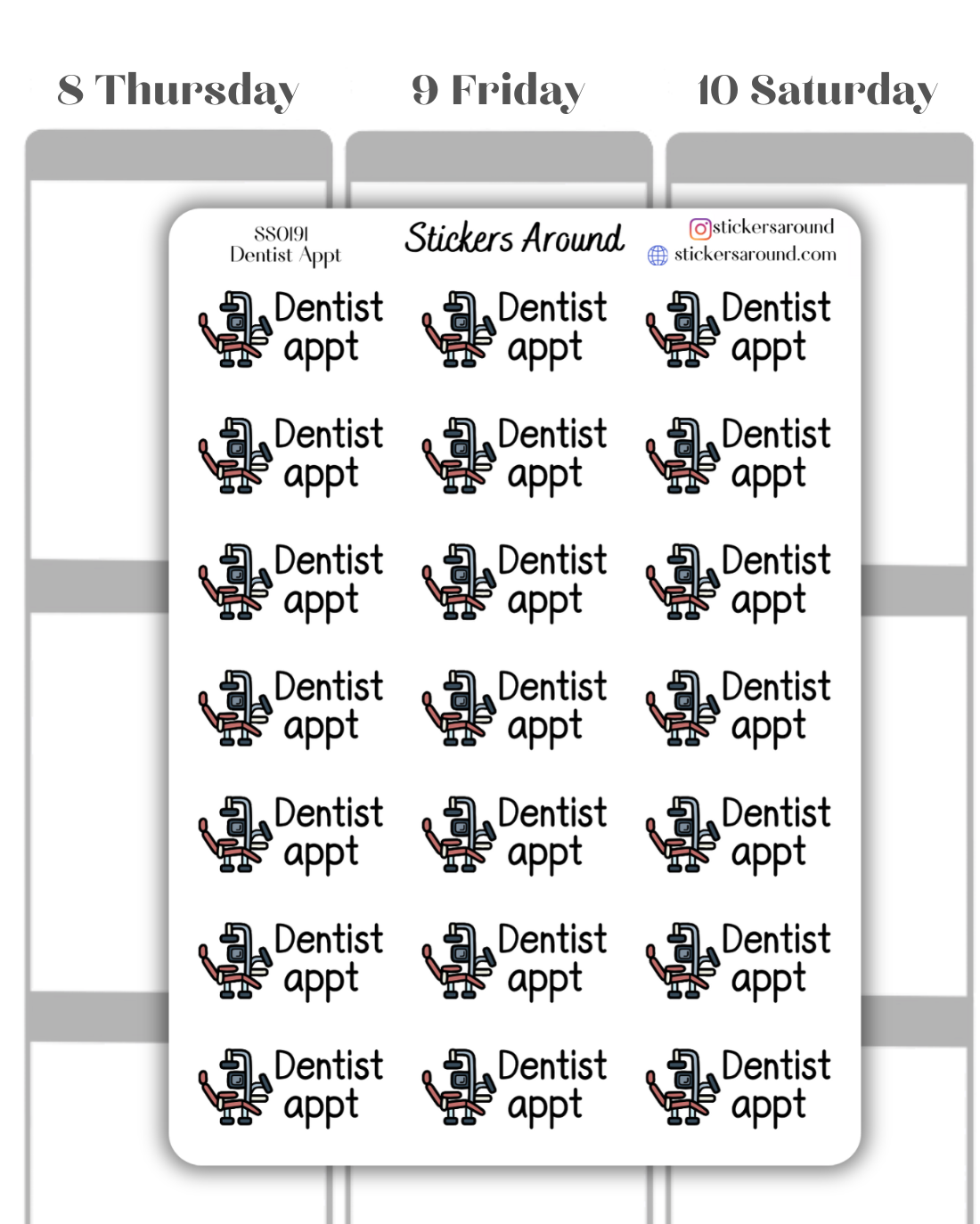 Dentist Appt Script Planner Sticker