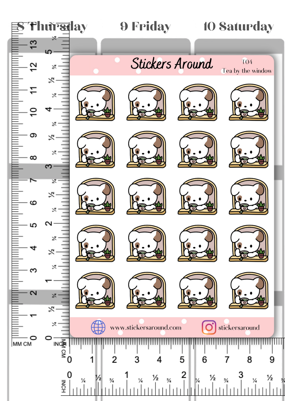 Toby Drinking Tea Planner Stickers