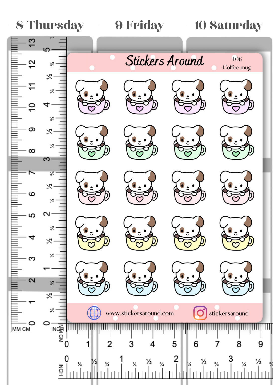 Toby Coffee Mug Planner Stickers