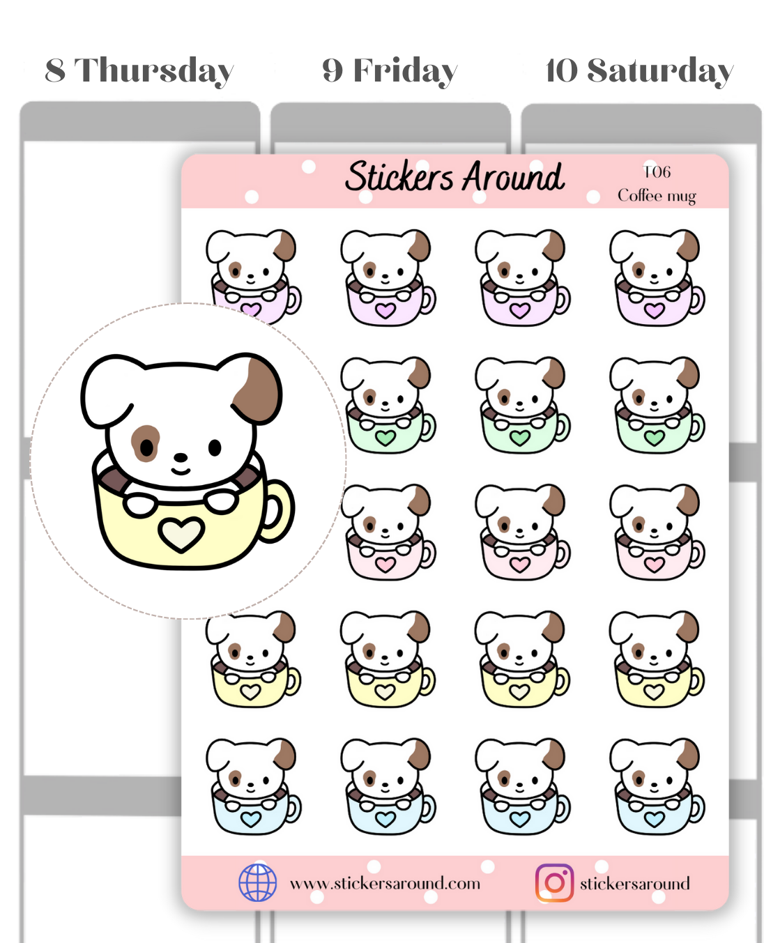 Toby Coffee Mug Planner Stickers