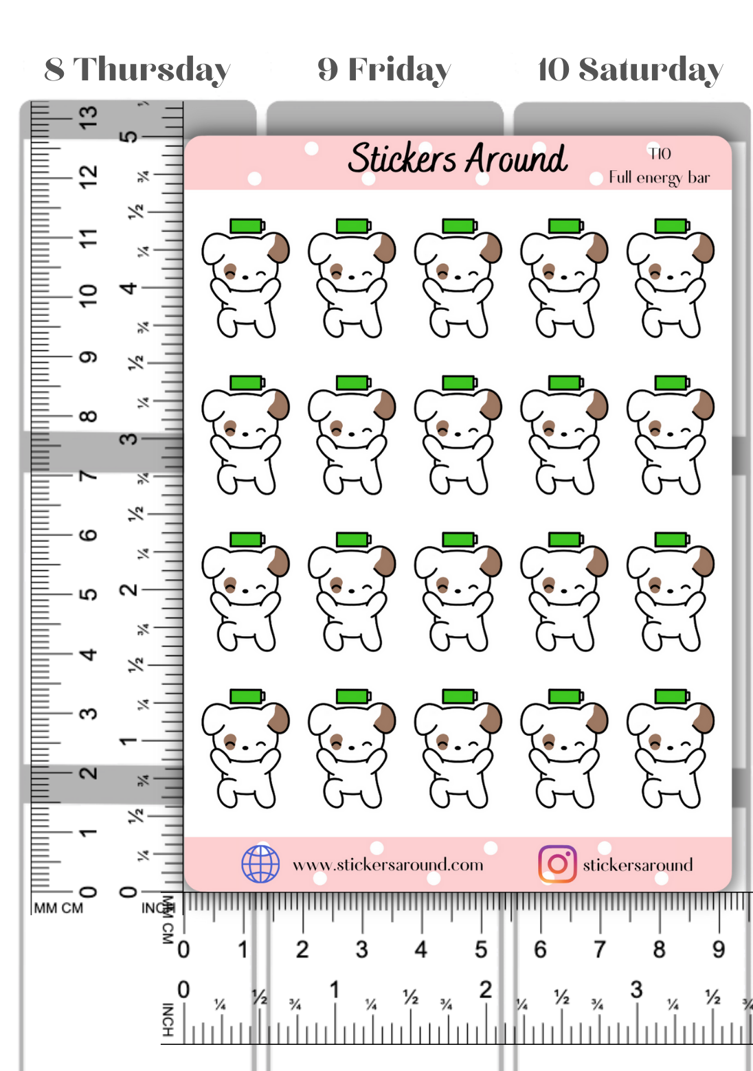 Toby Full Battery Energy Planner Stickers