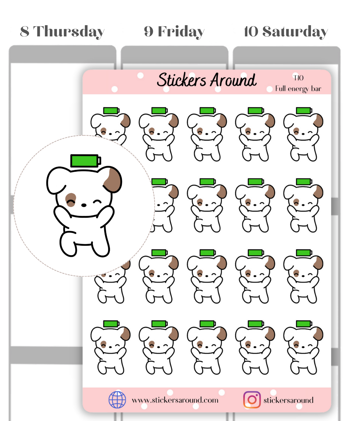 Toby Full Battery Energy Planner Stickers