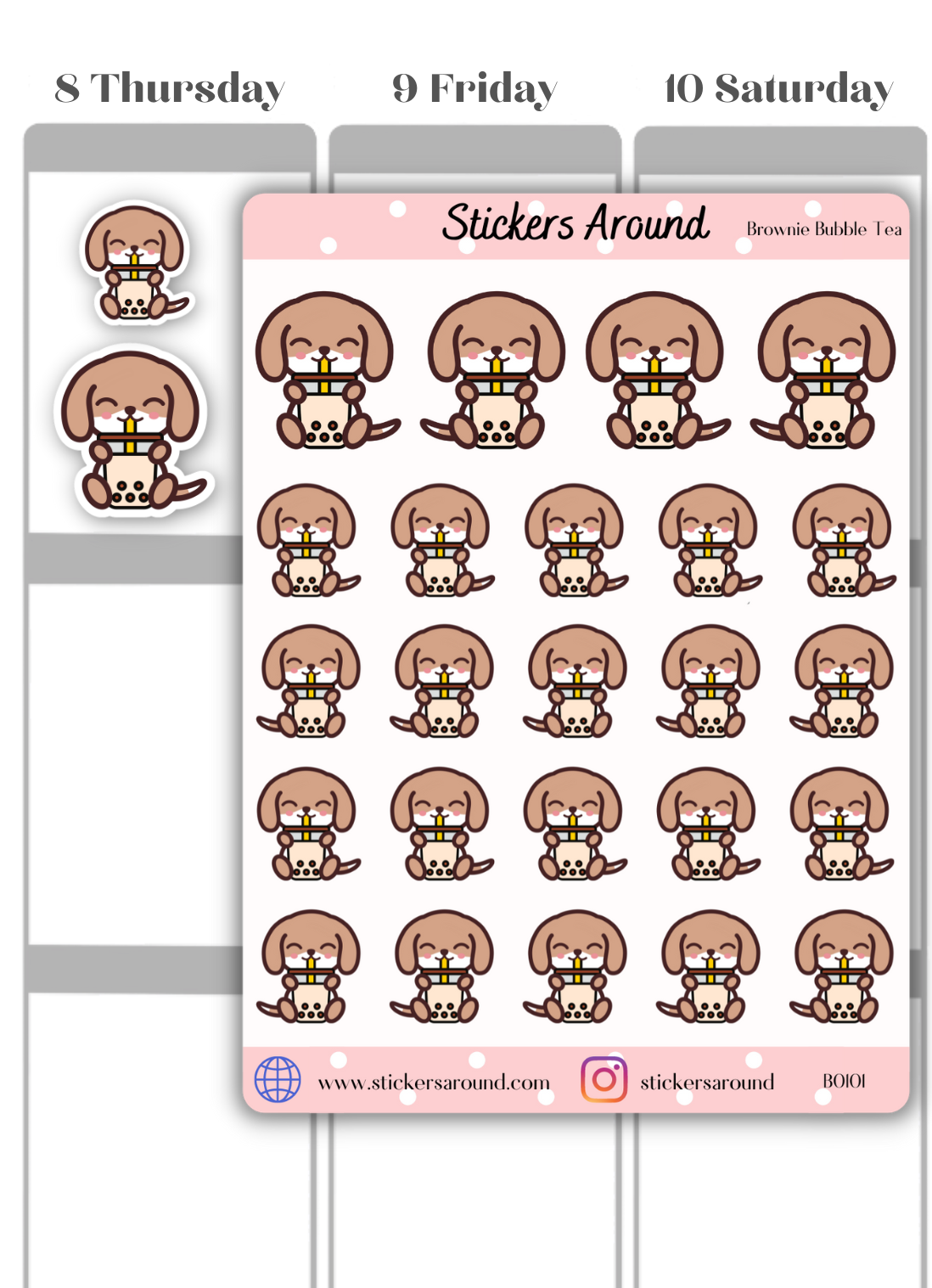 Brownie drinking Bubble Tea stickers