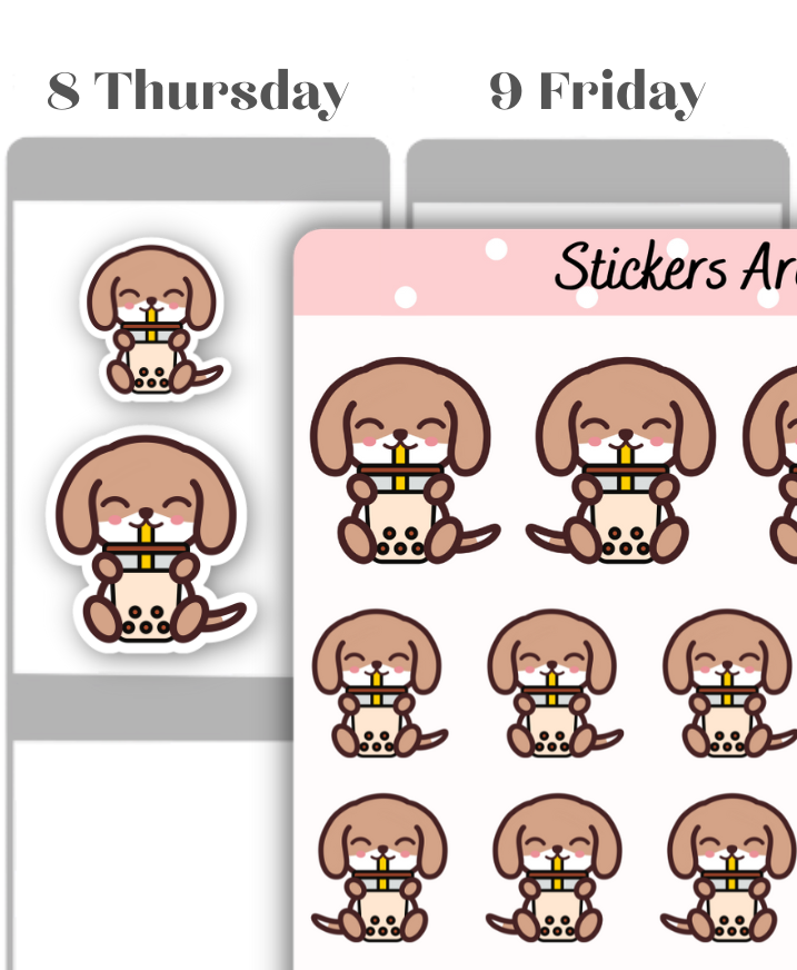 Brownie drinking Bubble Tea stickers
