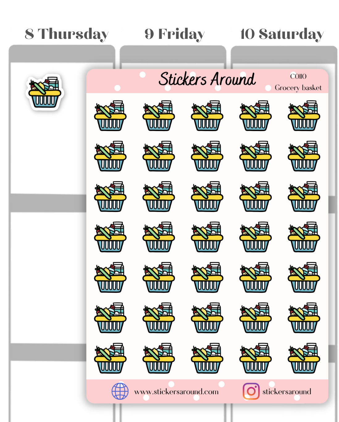 Grocery Basket Icon Planner Sticker
