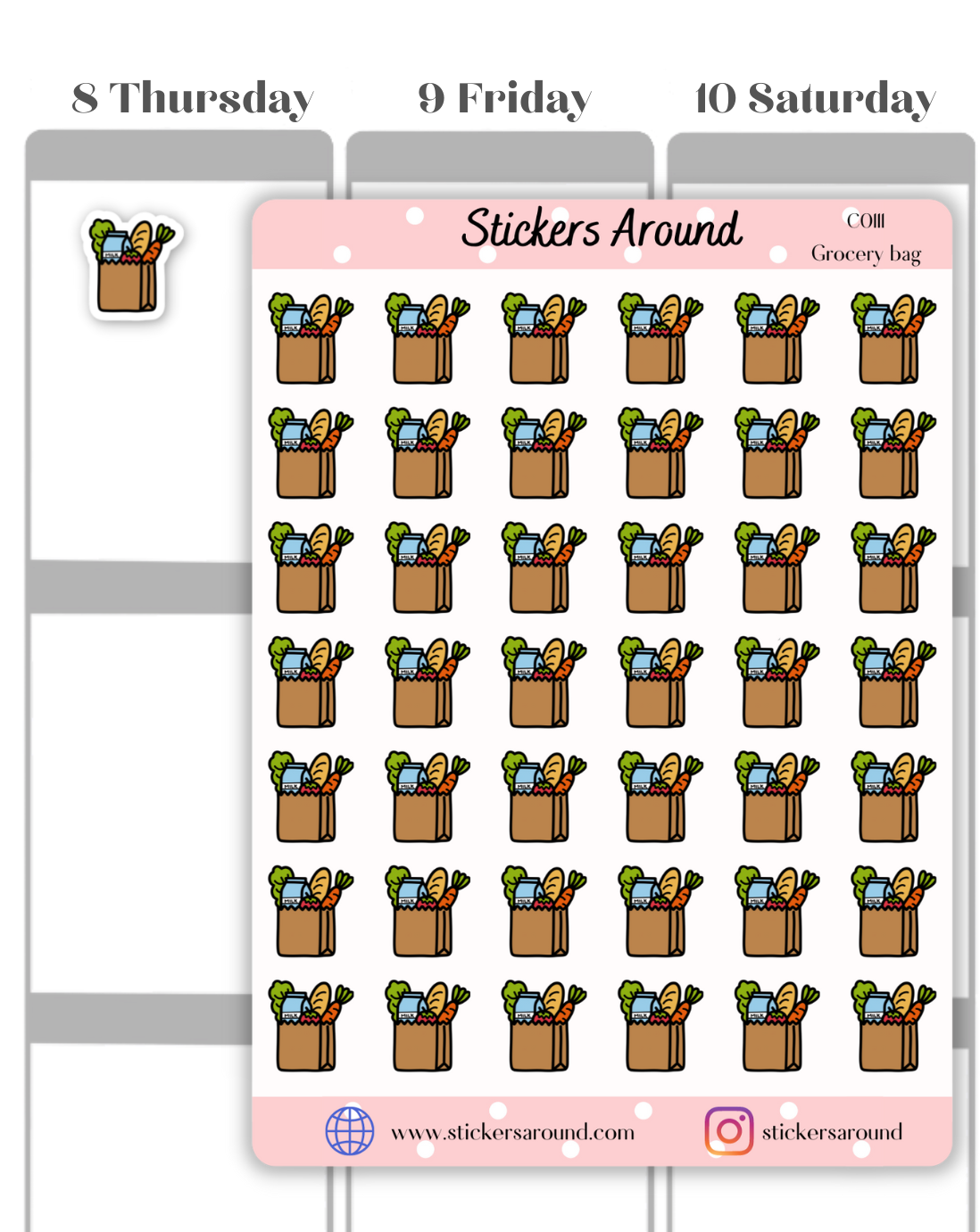 Grocery Bag Icon Planner Sticker