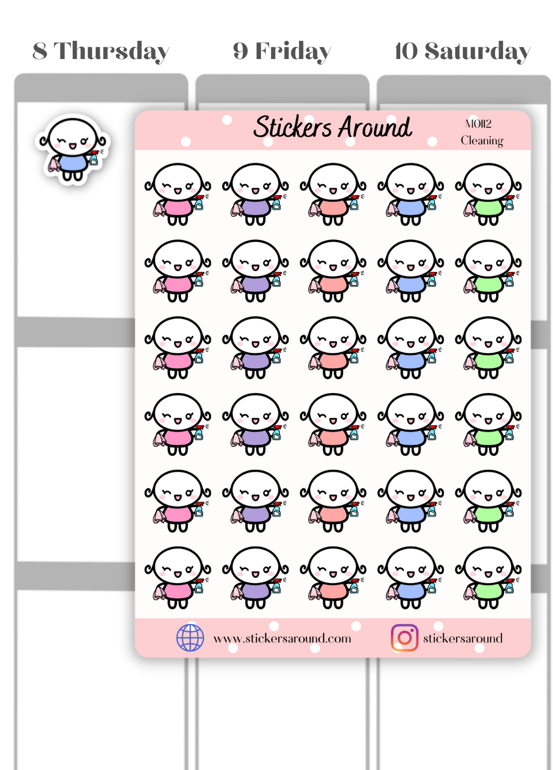 Spray Bottle Cleaning Planner Sticker
