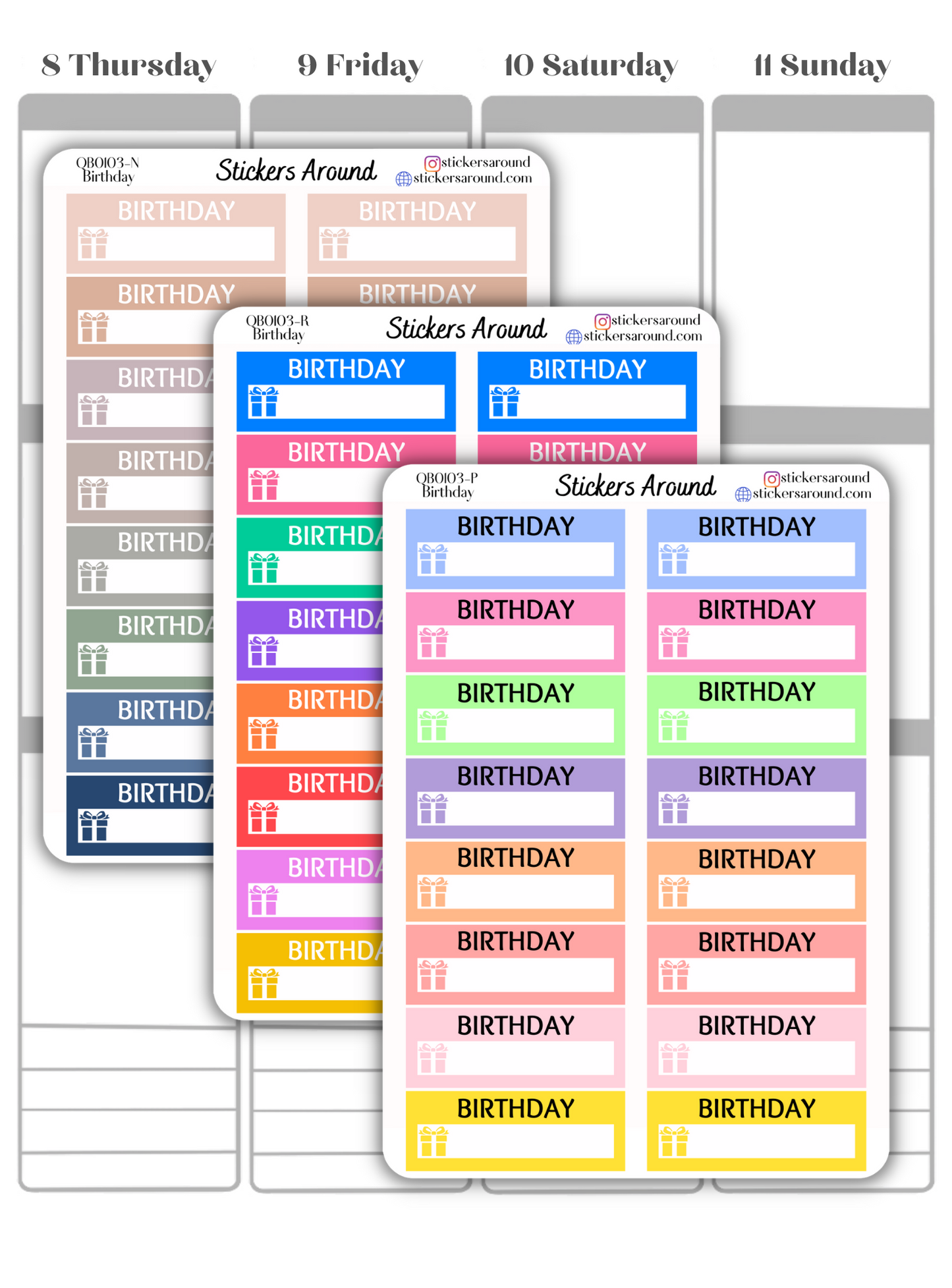 Birthday Quarter Box Planner Sticker