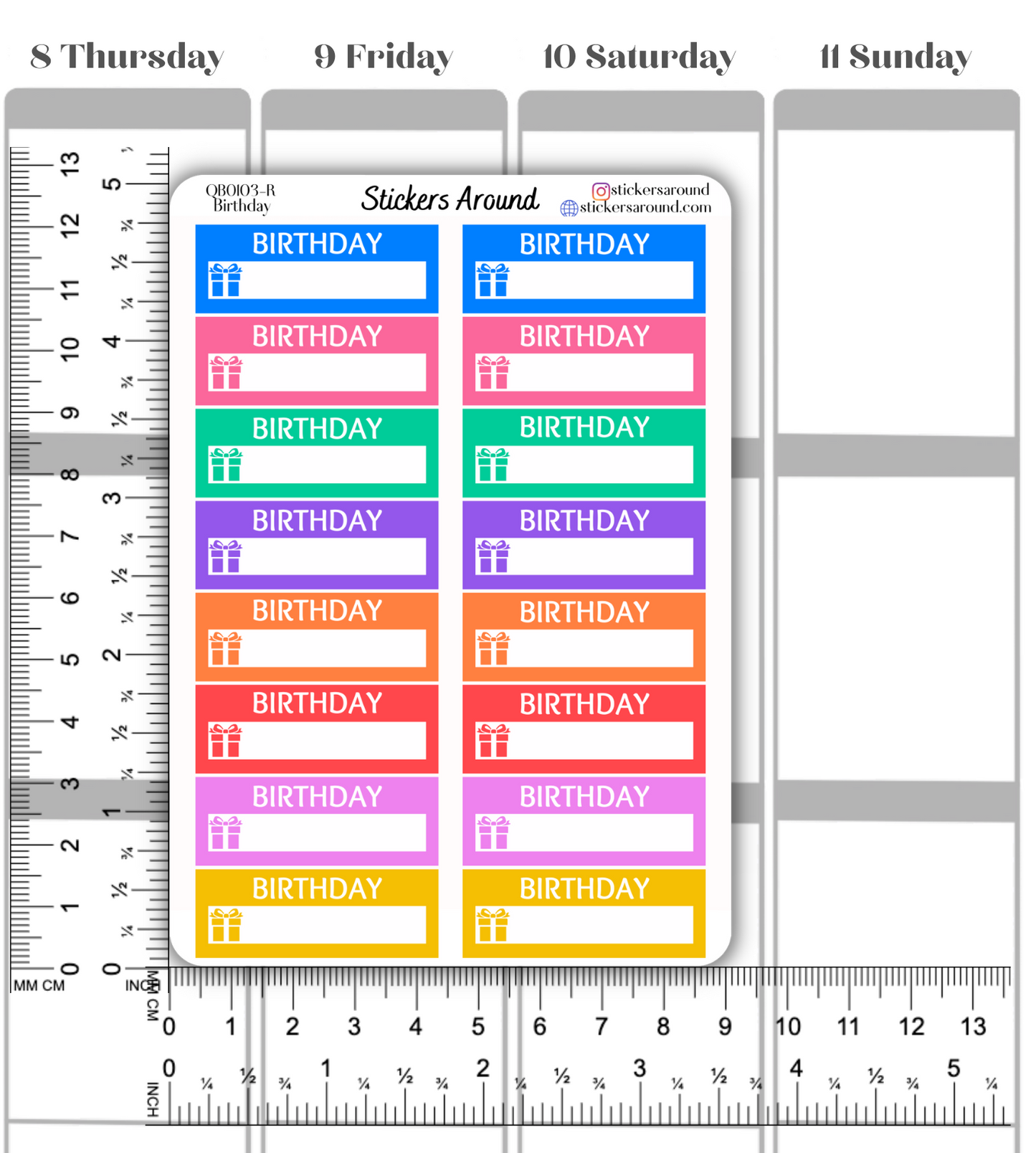 Birthday Quarter Box Planner Sticker